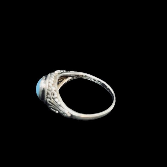 Vintage Sterling Silver Faux Turquoise Ring Sz 6 (R336) - Picture 5 of 8